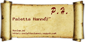Paletta Hannó névjegykártya