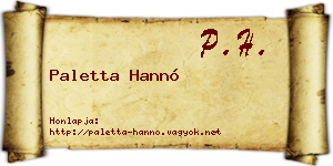 Paletta Hannó névjegykártya